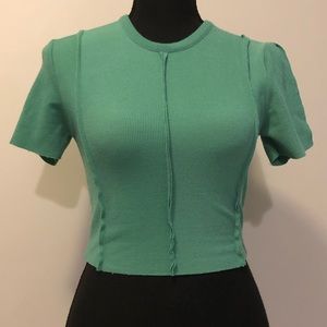 Women’s Recycled by Pretty Little Thing Green short sleeve Crop Top size 2